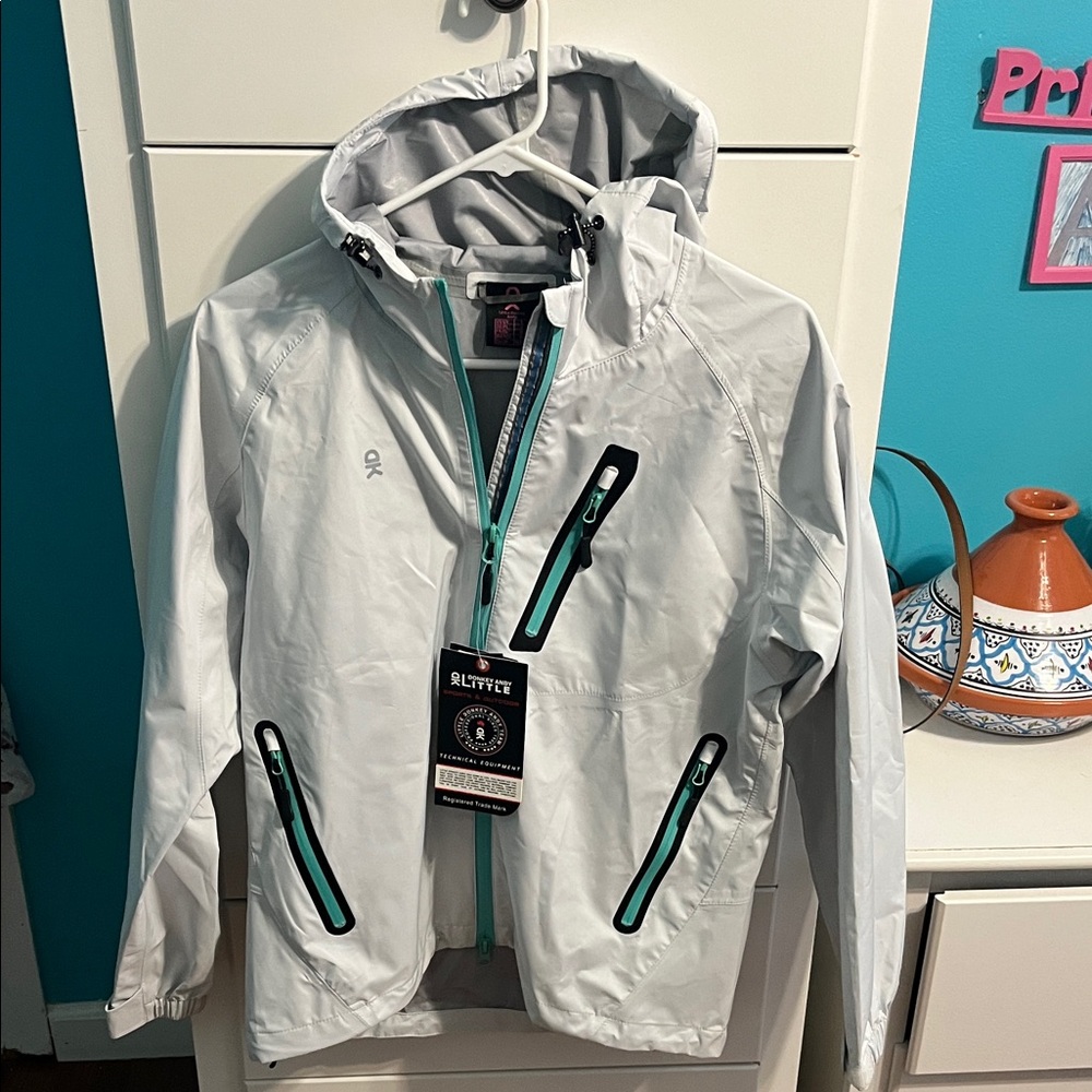 Gray Weather-Resistant Raincoat with Hood